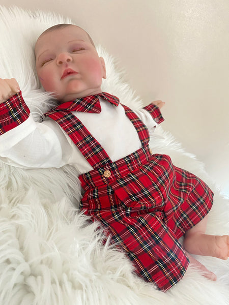 Baby Boys Tartan Short Dungarees Set