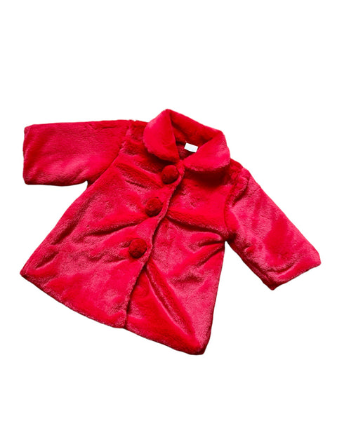 Baby Girls Red Soft Fur Coat