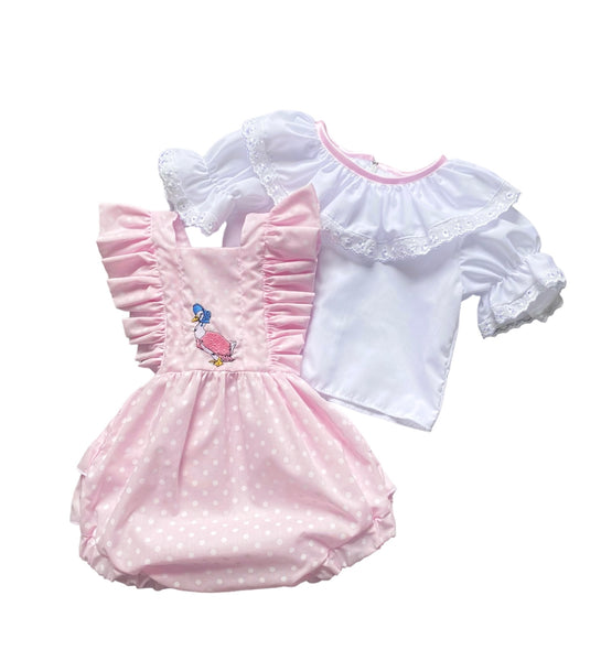 Jemima Puddleduck Two Piece Frilly Romper Set REDUCED