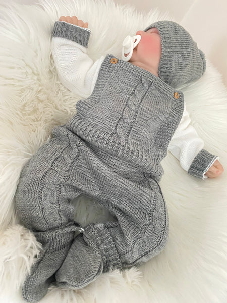 Baby Boys Grey Knitted 5pcs Outfit