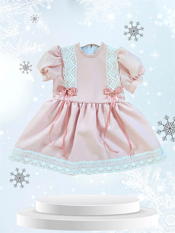 Girls Handmade Drop Waist Dress - Pink