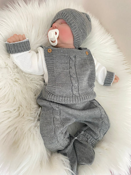 Baby Boys Grey Knitted 5pcs Outfit