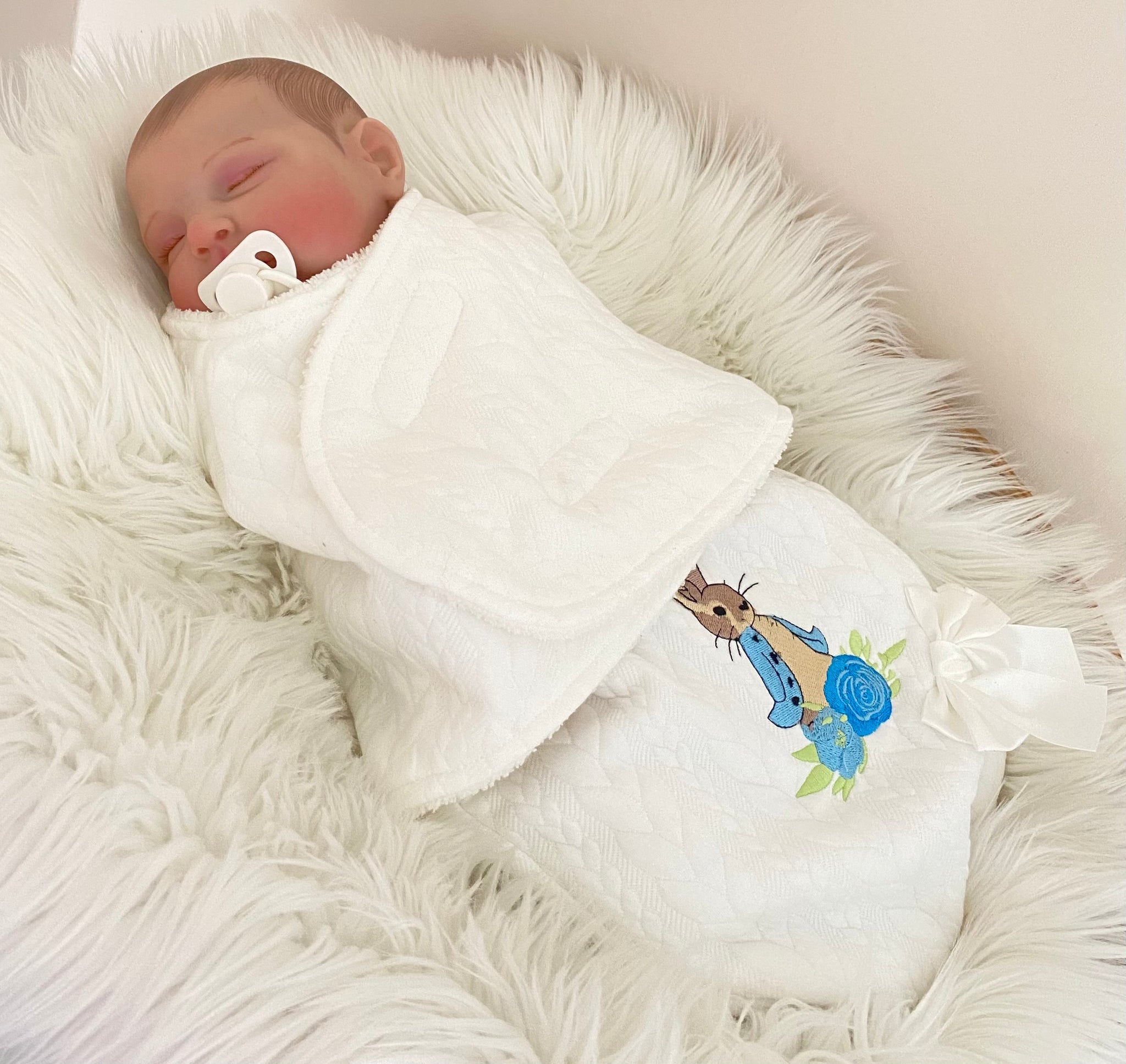 Peter Rabbit Swaddle Wrap velour Cream Gillytots Children s Boutique