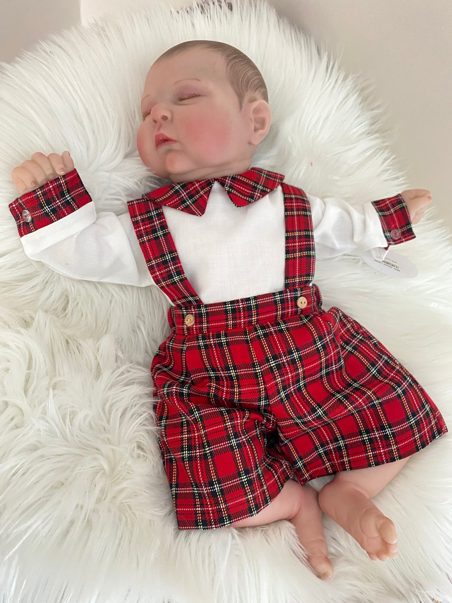 Baby Boys Tartan Short Dungarees Set