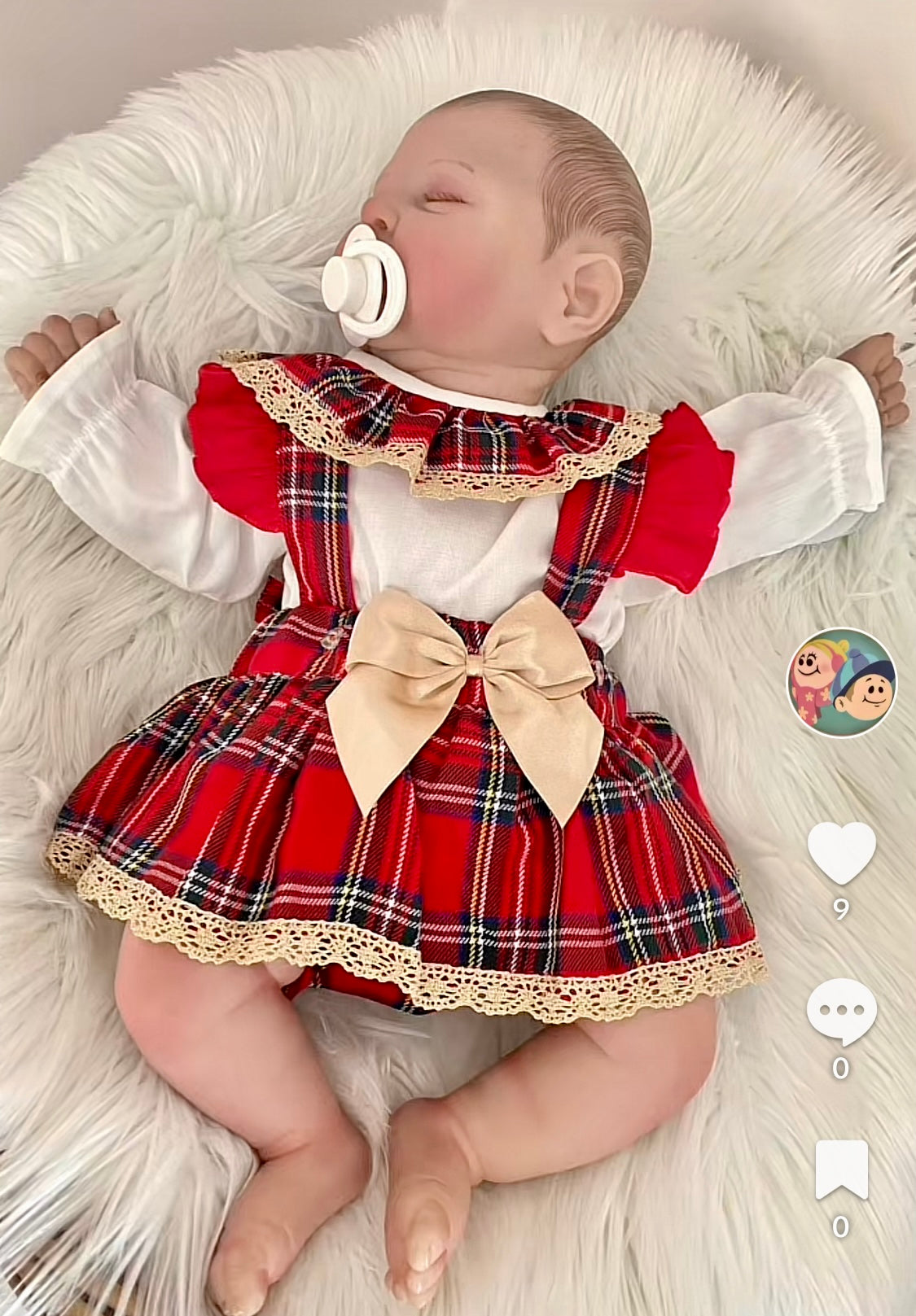 Tartan Baby Girls Romper With Gold Bow