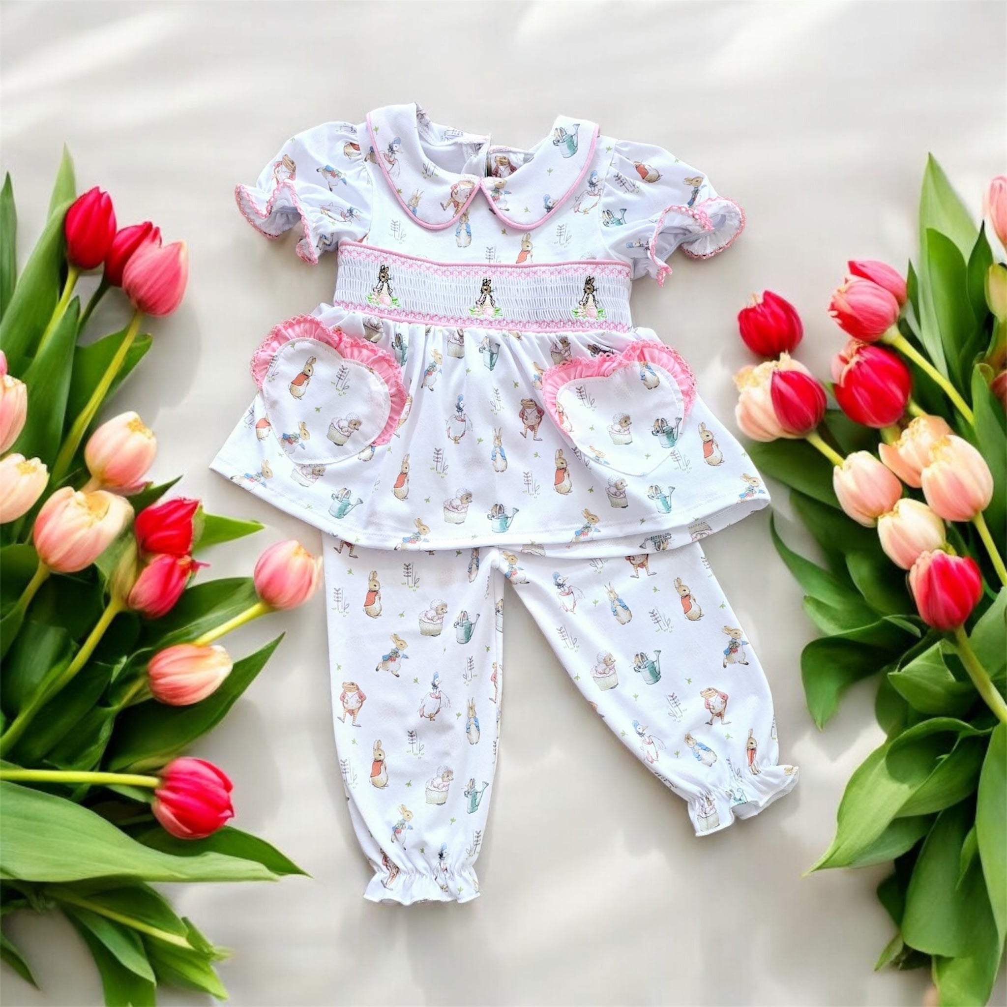 Flopsy Bunny Frilly Smocked Pyjama Set