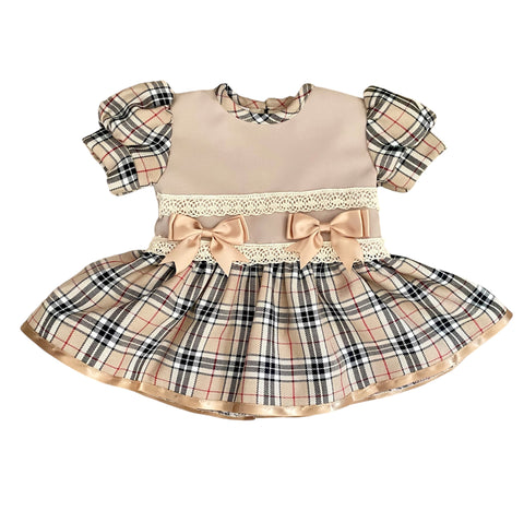 Girls Drop Waist Burberry Inspired Dress - Older Girls