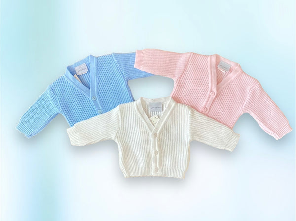 Premature baby cardigan baby cardigans blue pink white gillytots children’s boutique 