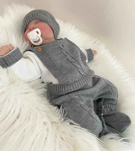 Baby Boys Grey Knitted 5pcs Outfit