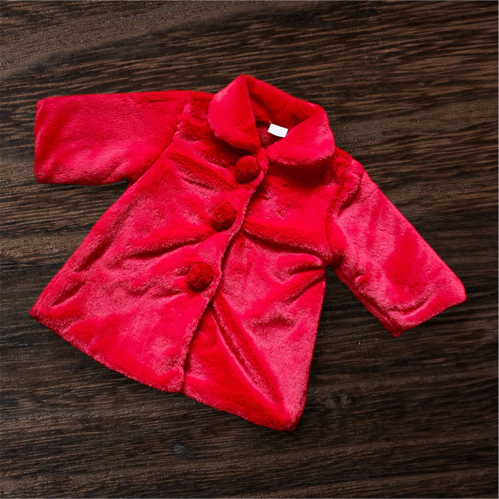 Baby Girls Red Soft Fur Coat