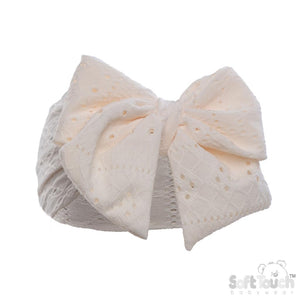 Soft Touch Baby Girls Cable Cream Headband with Large Bow