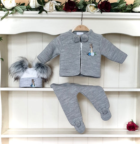 peter rabbit babywear peter rabbit outfit peter rabbit baby pom pom grey dandelion pom pom outfit beatrix potter collection 