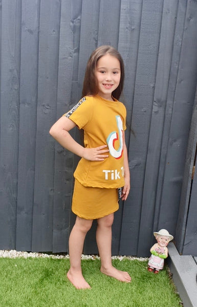 Girls Top and Skirt Set - Mustard