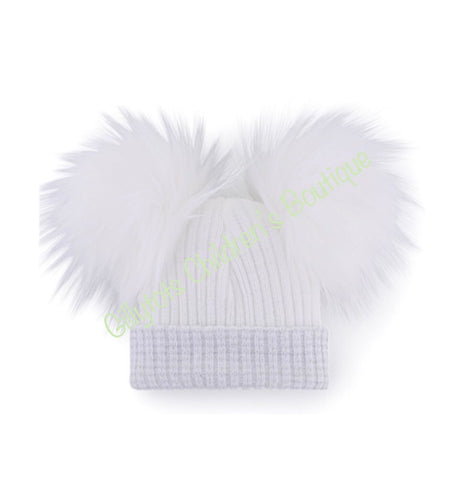 fluffy double pom pom hats newborn early baby tiny prem small babies hats 